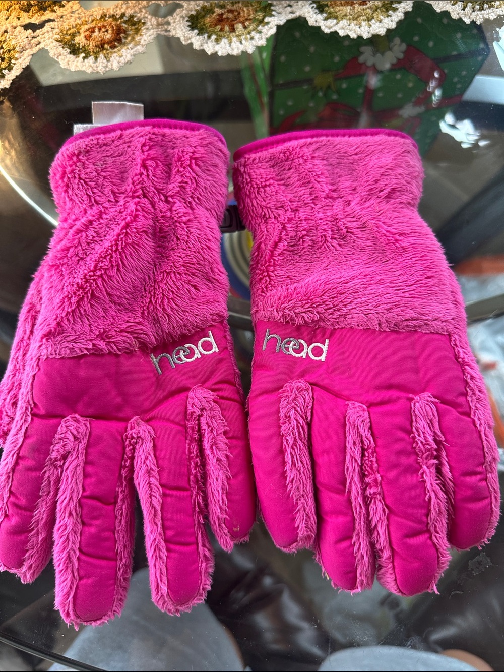 Head Kids Bright Pink Fleece-Trim Winter Mittens